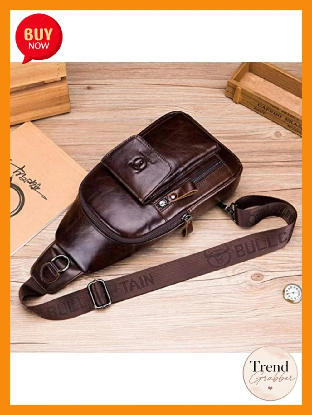 Genuine Leather Sling Bag Crossbody Shoulder Messenger for Travel Hiking Men